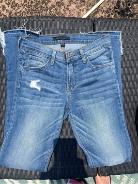 Flying Monkey Light Blue Distressed Cropped Jeans